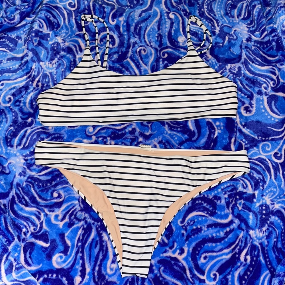 striped bralette bikini